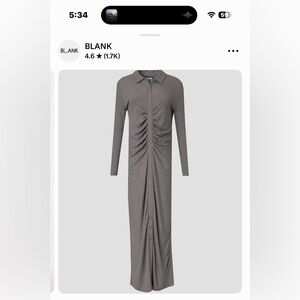 Blank NYC Gray Long-Sleeve Ruched Button-Front Maxi Dress